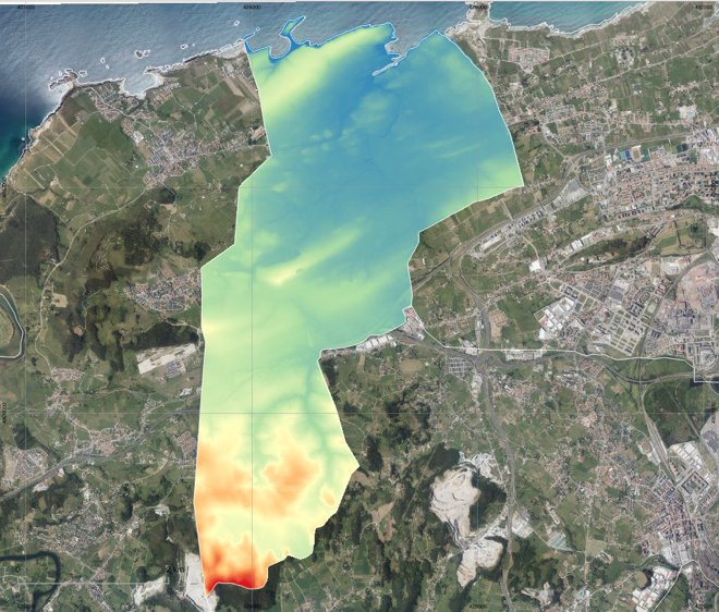 Modelo digital del terreno del municipio con representación hipsométrica.